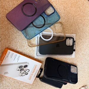 Protective Phone Case Set - Purple, Blue, Clear (gentle use), Black 13 pro max